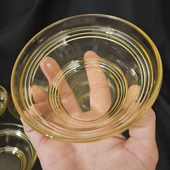 Fostoria Depression Glass Topaz Yellow Transparent Set 6 finger dessert bowls - Picture 10 of 10